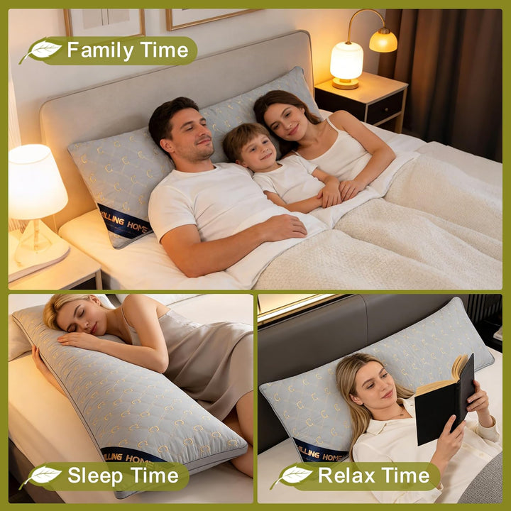 Chilling Home Seitenschläferkissen mit Bezug, Bestickte Schwangerschaftskissen Body Pillow, 137 x 53