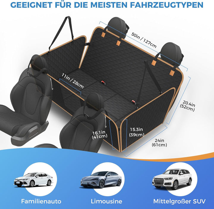 Hundedecke Auto Rücksitz, wasserdicht, Kratzfest Hunde-Autositz Rücksitz, für die meisten Autos, SUV