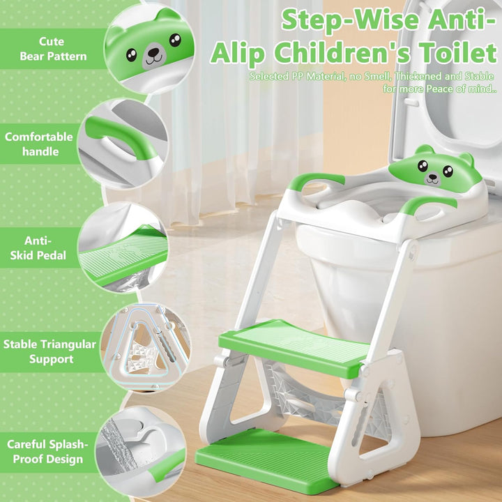 Toilettensitz Kinder mit Treppe,Kinder WC Sitz Toilette für Kinder mit Gepolstertem Sitz,Höhenverste