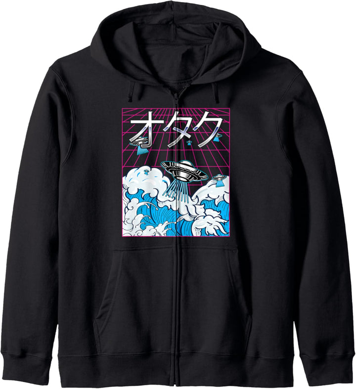 Japanische Welle Retro UFO Vaporwave Otaku Ästhetik Kapuzenjacke