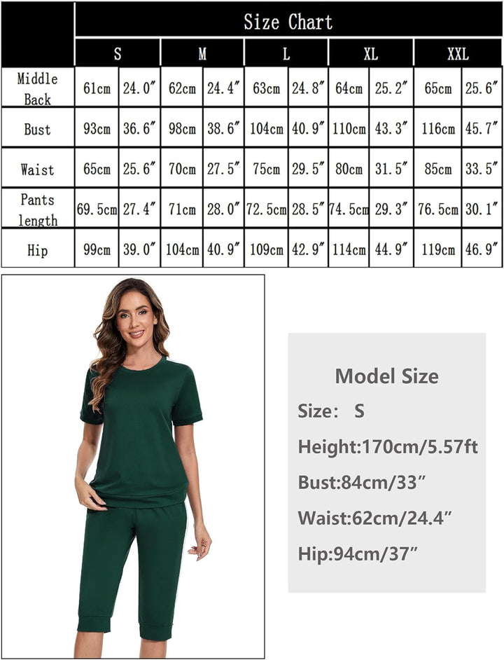 Jogginganzug Damen Set Rundhals Kurze Ärmel Trainingsanzug Zweiteiler Elegant Hausanzug Freizeitanzu