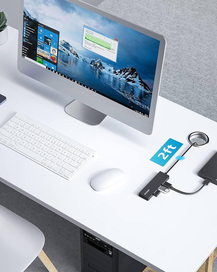BYEASY USB HUB mit USB-C Stecker, USB C+A zu USB 3.0, Ultra Slim Multiport 4 Ports USB 3.0 Adapter f