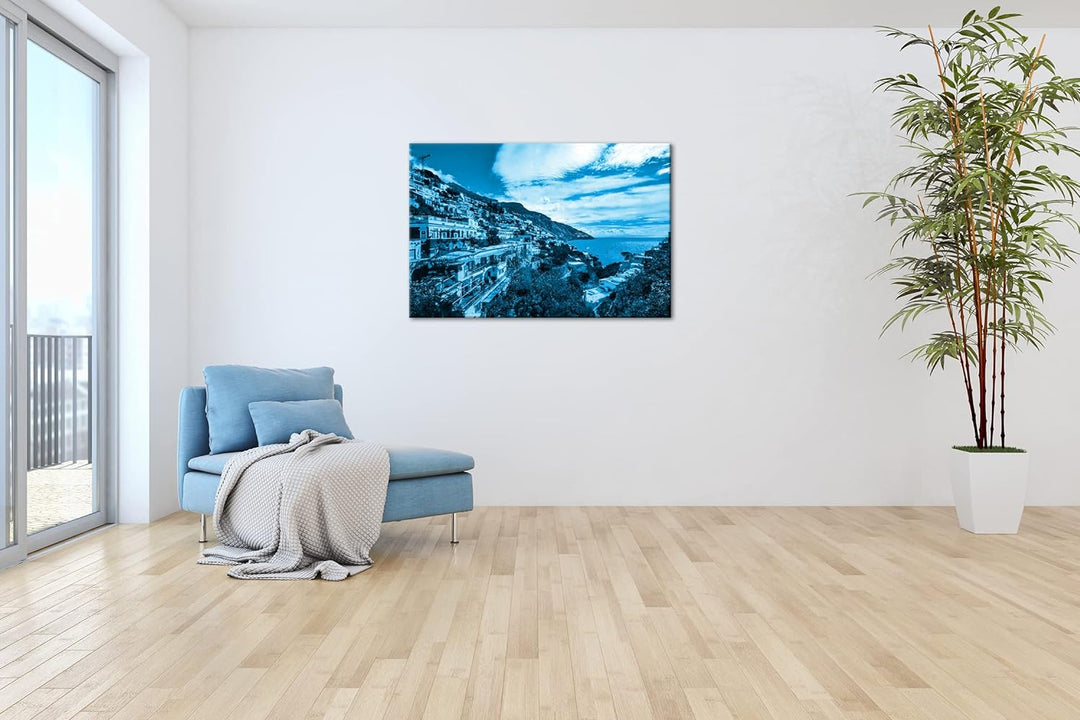 deyoli Amalfi Küste in Italien Format: 60x40 Effekt: Monocrome Blau als Leinwandbild, Motiv fertig g