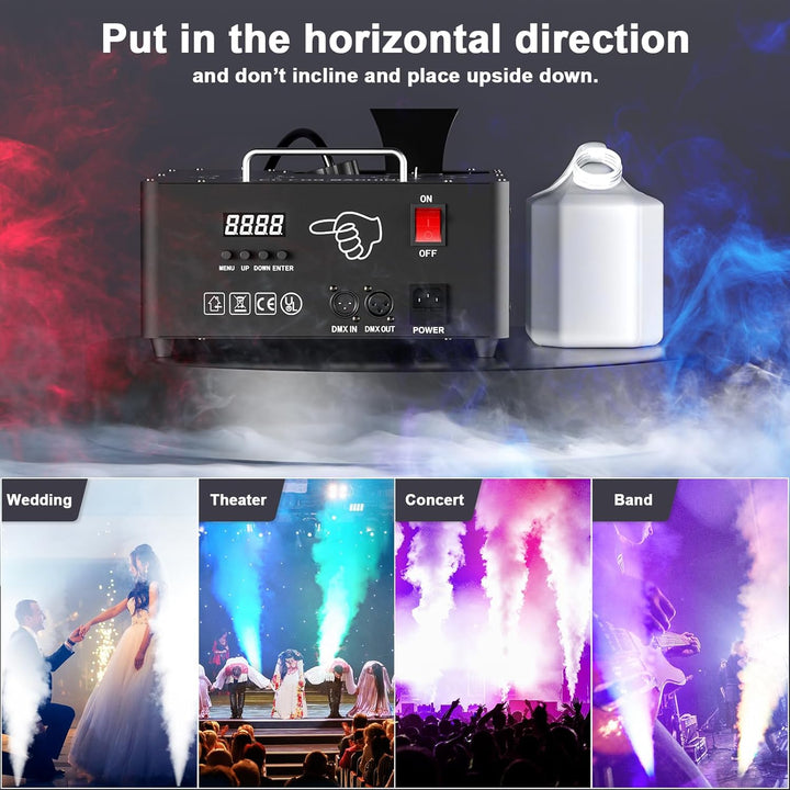 2000W Nebelmaschine mit Lichteffekt, Dual Düse Rauchmaschinen mit 8+8 RGB LEDs Bühneneffekt Fog Mach