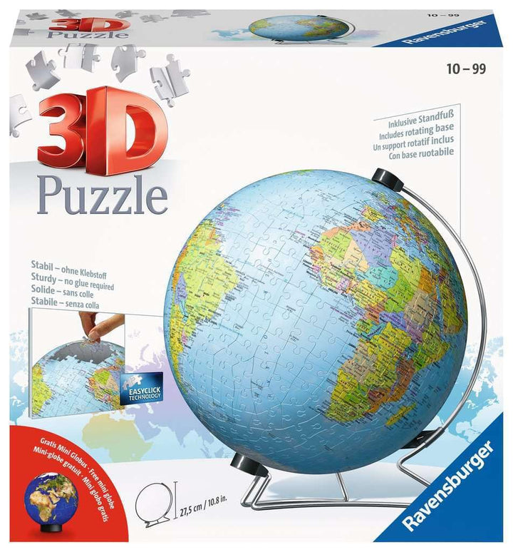 Ravensburger 3D Puzzle 11159 - Puzzle-Ball Globus in deutscher Sprache - 540 Teile - Puzzle-Ball Glo