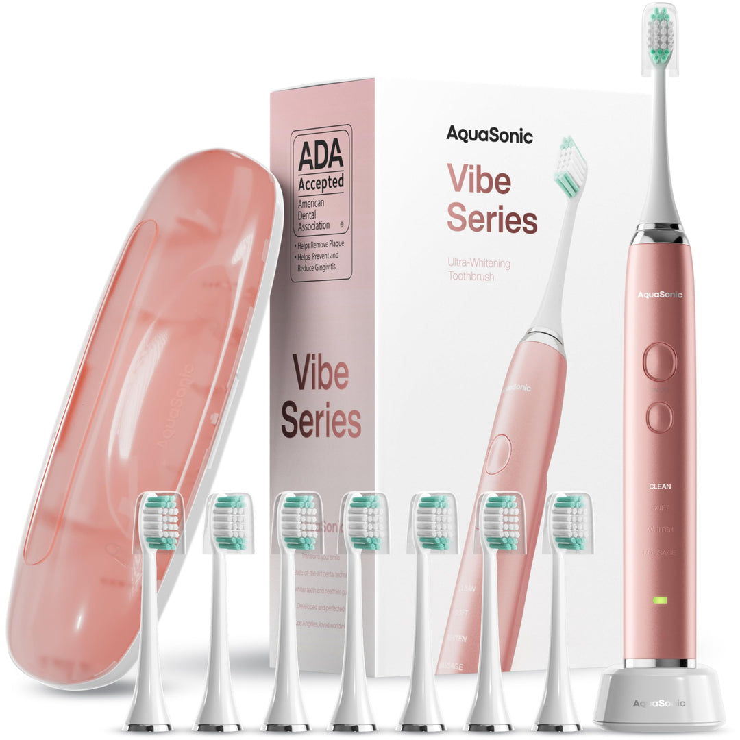 Aquasonic Vibe Serie Ultra Aufheller Zahnbürste - ADA Geprüfte elektrische - 8 Bürstenköpfe &amp; Reisee