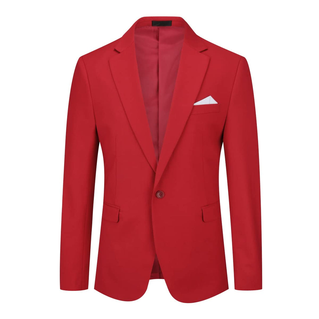 YOUTHUP Herren Sakko Slim Fit Anzugjacke für Business Hochzeit Eleganter 1 Knöpfen Blazer L Rot, L R