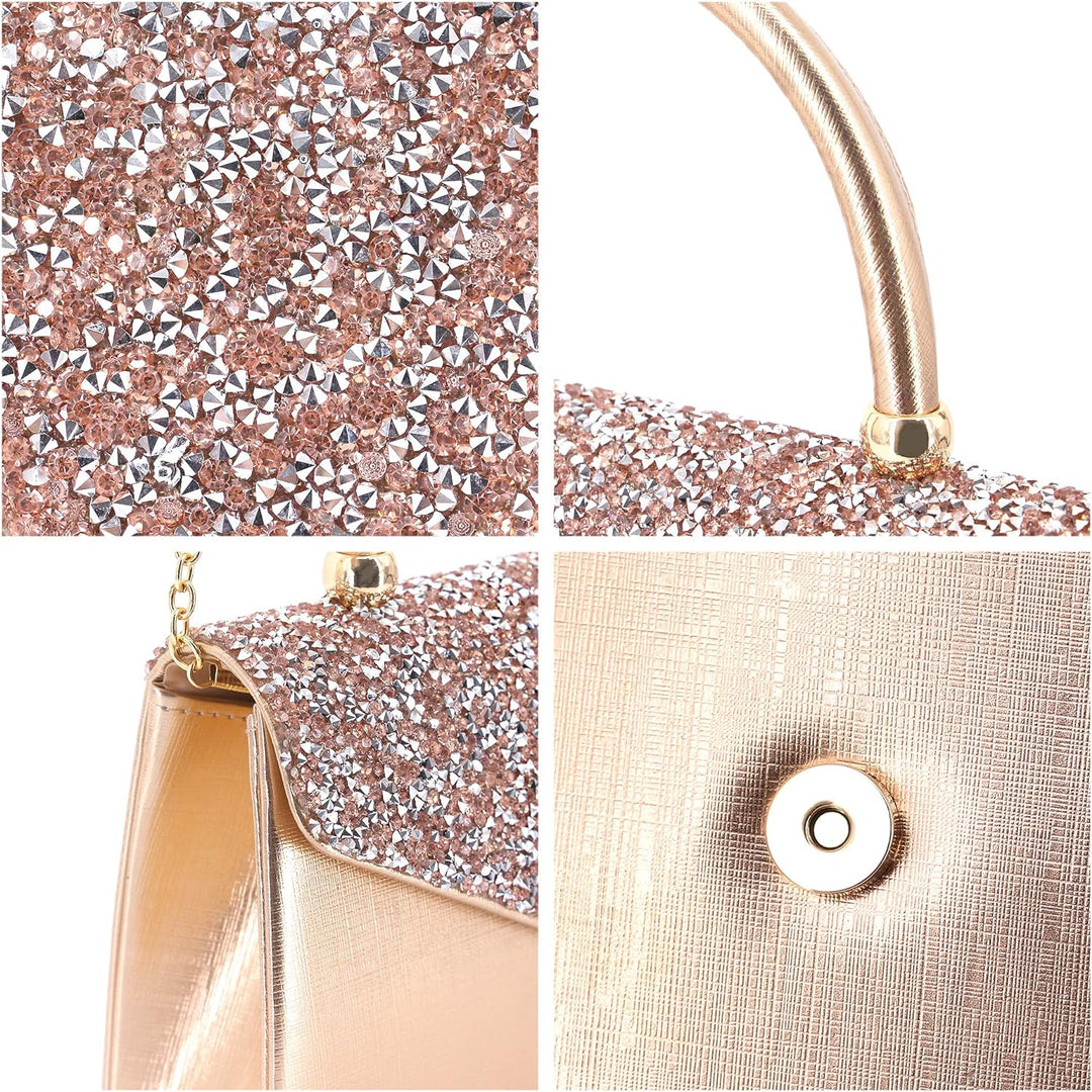 Naimo Damen Glitzer Strass-Steinen Abendtasche Top Griff Clutch Umhängetasche Handtasche für Hochzei