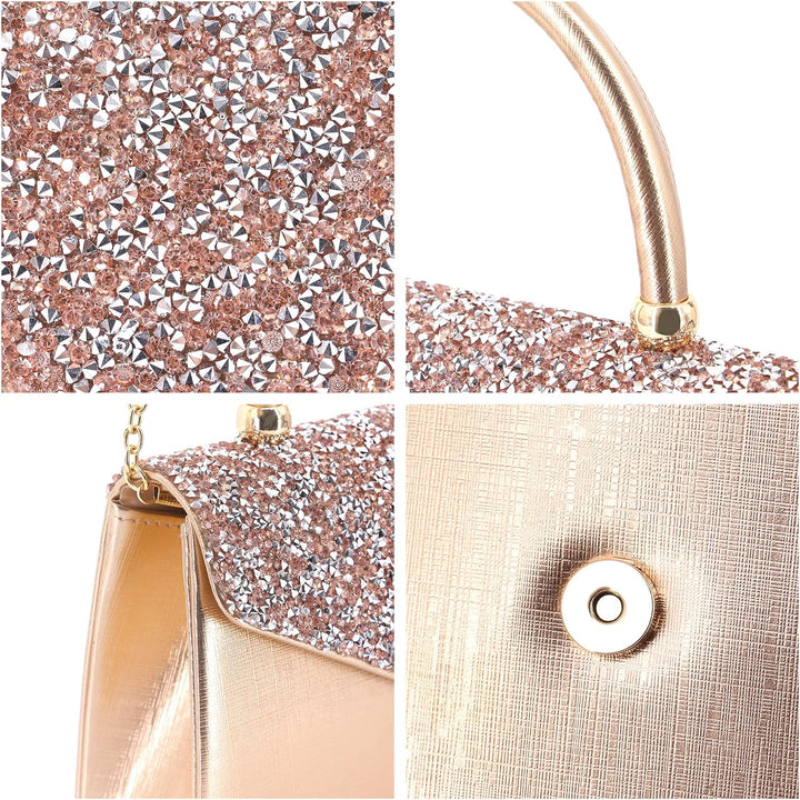 Naimo Damen Glitzer Strass-Steinen Abendtasche Top Griff Clutch Umhängetasche Handtasche für Hochzei