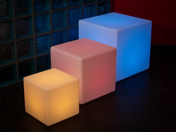 LED-Highlights Led Würfel 50x50 cm Leuchtwürfel Outdoor Aufladbar mit Akku und Fernbedienung RGB Far