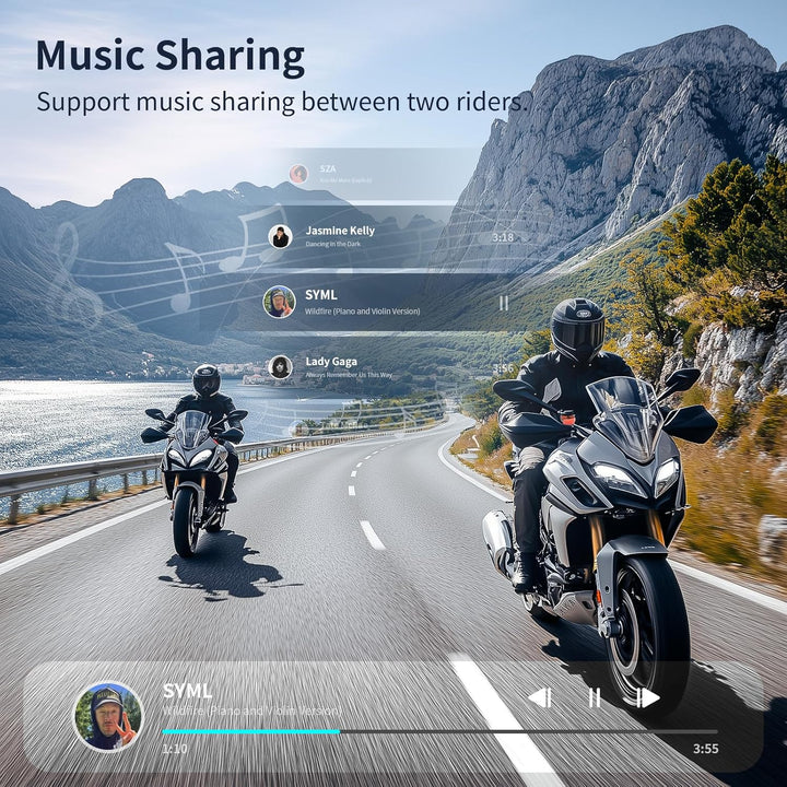 Fodsports T1 Pro Motorrad Intercom 5.4, Headset Motorradhelm für bis zu 6 Motorräder mit 2000m, Moto