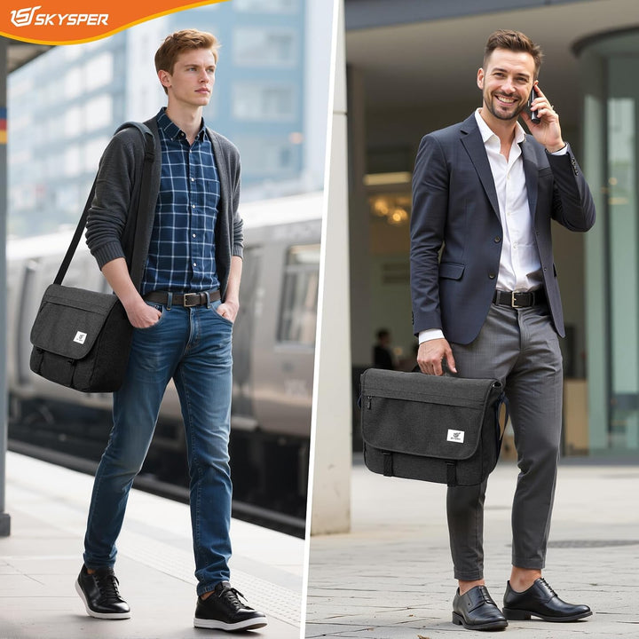 SKYSPER 15,6-Zoll Messenger Bag mit RFID-Schutz | Gross, für Herren &amp; Damen, Messenger-Stil, Anti-Di