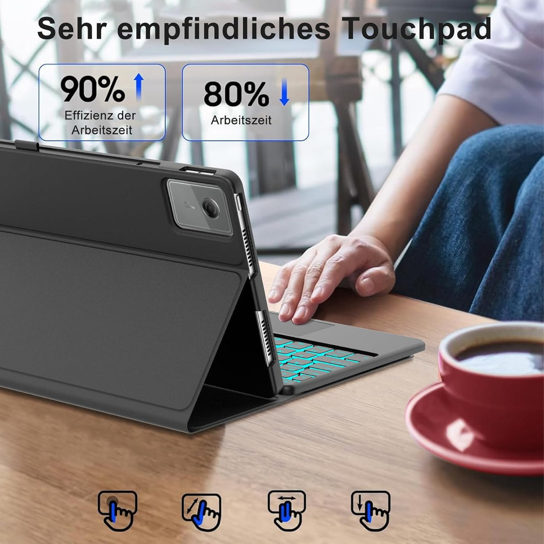 Tastatur Hülle für Lenovo Idea Tab 11 Zoll 2025/K11 Gen 2, Mit kabelloser Bluetooth-Tastatur mit bel