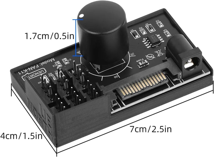 RIIEYOCA 12V 4-Pin PWM PC-Lüftersteuerung, PC-Lüfter-Adapter-Hub mit 6-fach 4-Pin Anschlüssen, Lüfte