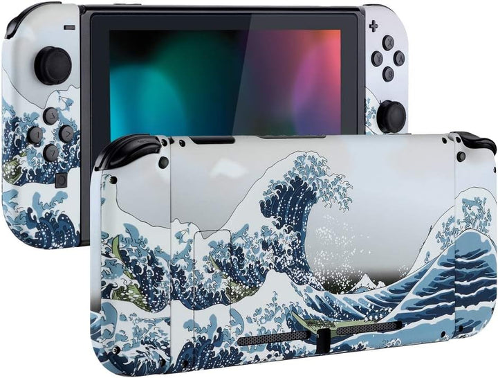 eXtremeRate Hülle Case für Nintendo Switch Joycon/Konsole, Rückgehäuse&Kickstand für Switch Console,