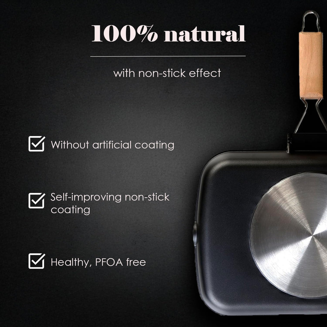 WECOOK! Ecostone Grillpfann Induktion Gewellt, 34 x 24 cm, Antihaftbeschichtung ILAG Ökologisch PFOA