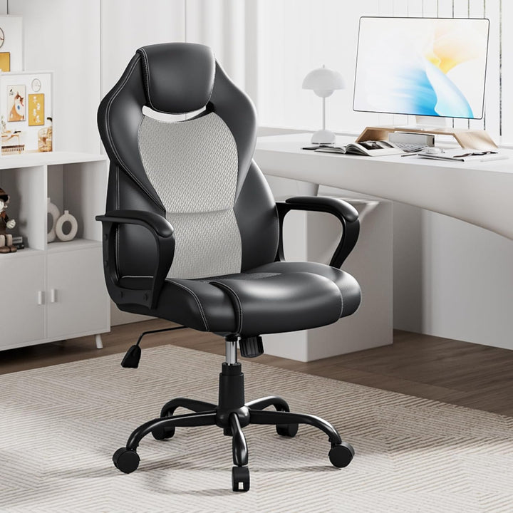 BASETBL, ergonomischer Bürostuhl, PU-Leder, Schreibtischstuhl, Arbeitsstuhl, Gaming-Stuhl mit hoher
