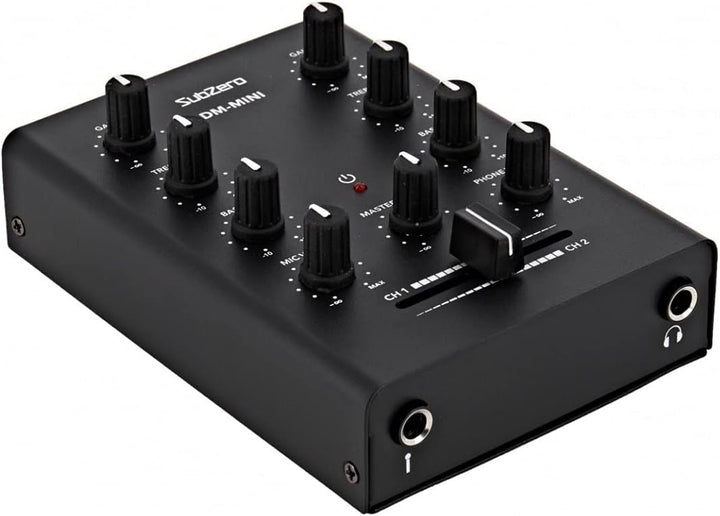 SubZero 2-Kanal-Desktop-Mini-DJ-Mixer mit Crossfader und Mikrofoneingang