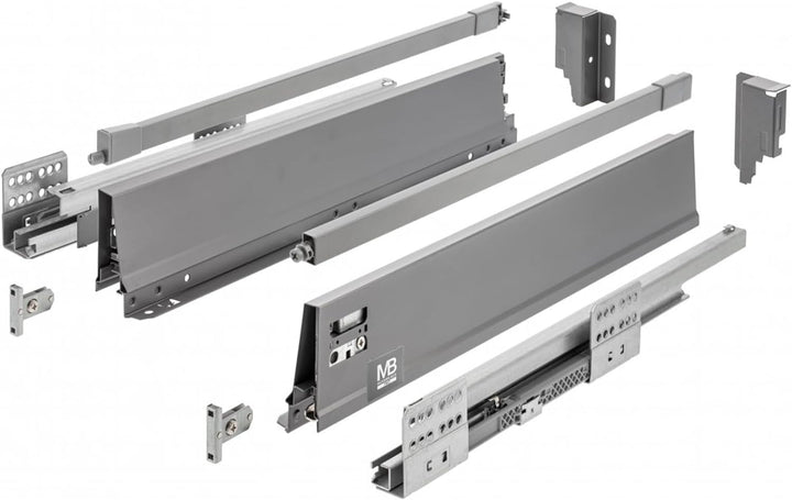 GTV - Modern Box Pro Schubladenschienen I L=450mm H=135mm I Anthrazit I Schublade mit Leises Schlies
