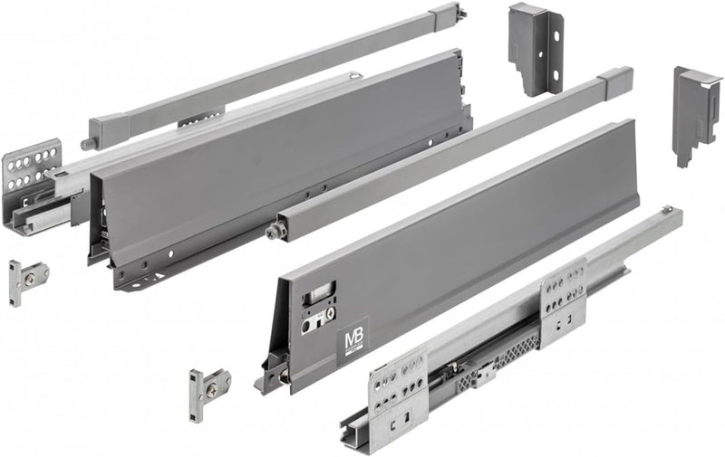 GTV - Modern Box Pro Schubladenschienen I L=450mm H=135mm I Anthrazit I Schublade mit Leises Schlies