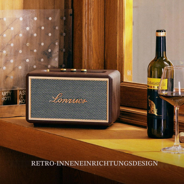 Retro-Bluetooth-Lautsprecher aus Holz, tragbar, kabellos, 10000 mAh, mit TWS-Stereo, AUX/SD-Eingang,