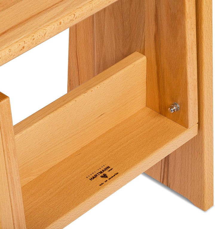 Tritthocker, Sitzhocker Holz, stabil in Kernbuche Massivholz, für Kinder und die ganze Familie, Kern