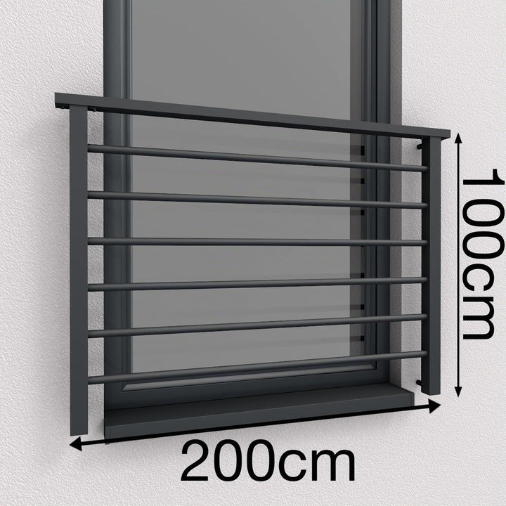 Alu Light Französischer Balkon Aluminium Stabgeländer Balkongitter Fenstergitter Anthrazit RAL 7016