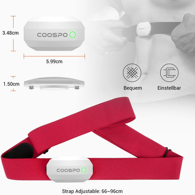 COOSPO H808S Brustgurt Pulsmesser ANT+/Bluetooth Herzfrequenzmesser Sensor, HRM Premium Pulsgurt HRM