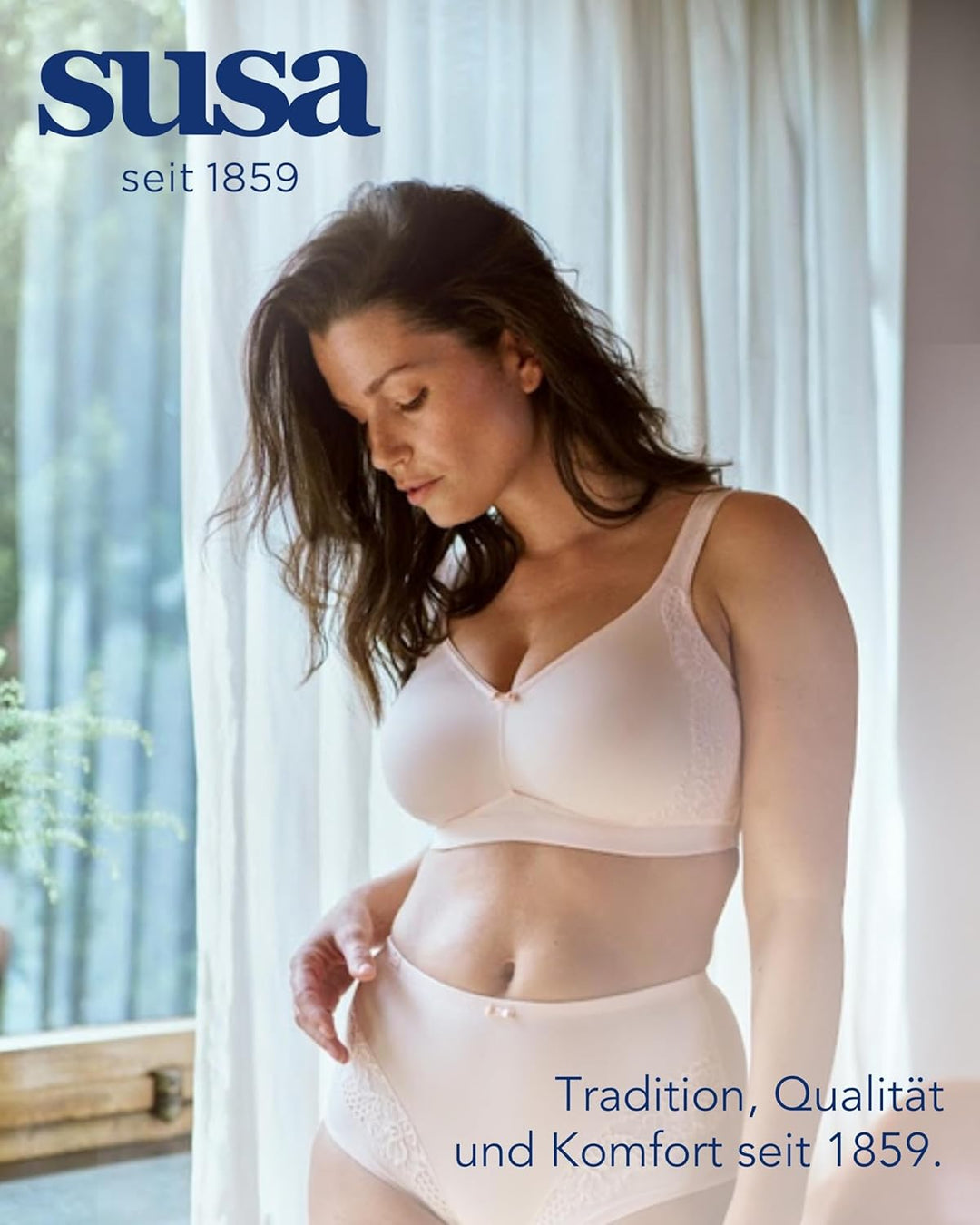SUSA BH ohne Bügel I Minimizer BH mit seitlich am Cup angebrachter Spitze I Bügelloser BH mit breite