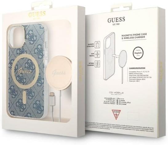 Guess Bündeln GUBPP14MH4EACSB Hülle und Ladegerät iPhone 14 Plus 6,7" blau Hard case 4G Print