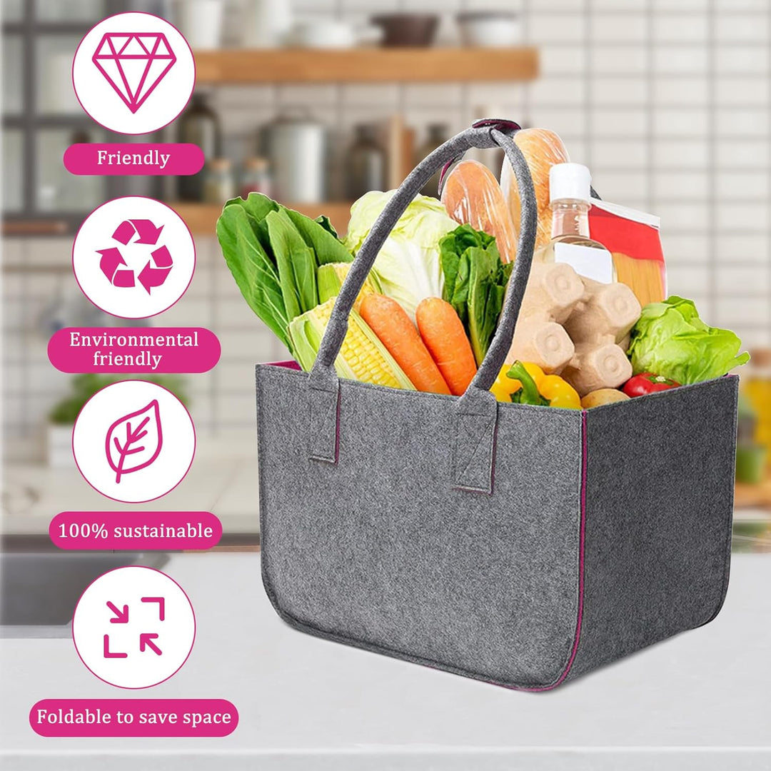 Filztasche 2 Stück Filztasche Shopper Gross 40 x 27 x 27 cm Einkaufstasche Filz mit Henkel für Einka