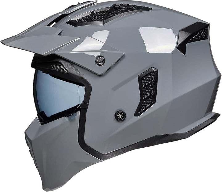 ILM Helm Integralhelm | Jethelm Motorrad Motocross Herren Damen Vintage Retro mit Visier ECE mit ans