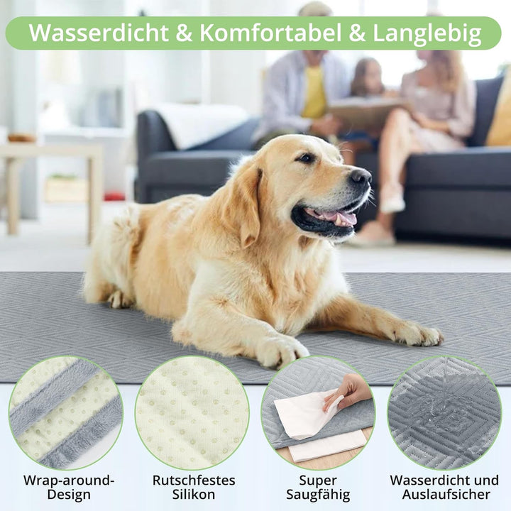 Waschbar Haustier-Urinunterlage, 2X 92*122CM Wiederverwendbare Welpenunterlagen Schnell Absorbierend