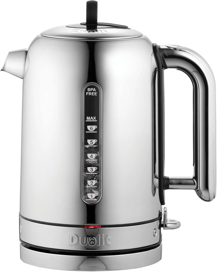 Dualit Classic Wasserkocher – Wasserkocher Design Edelstahl Hochglanz mit Schwarzem Rand –Schnellauf