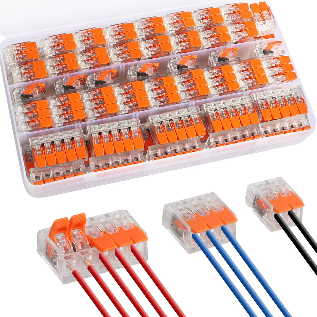 Kabelverbinder, 75 Stück Kabelklemmen Elektro, Wiederverwendbare Klemmen Set mit Betätigungshebel, 4