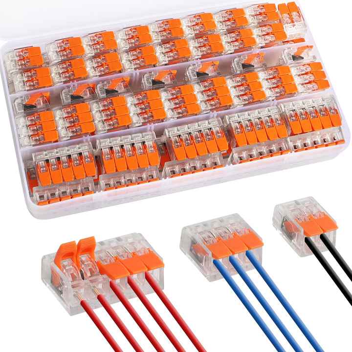 Kabelverbinder, 75 Stück Kabelklemmen Elektro, Wiederverwendbare Klemmen Set mit Betätigungshebel, 4