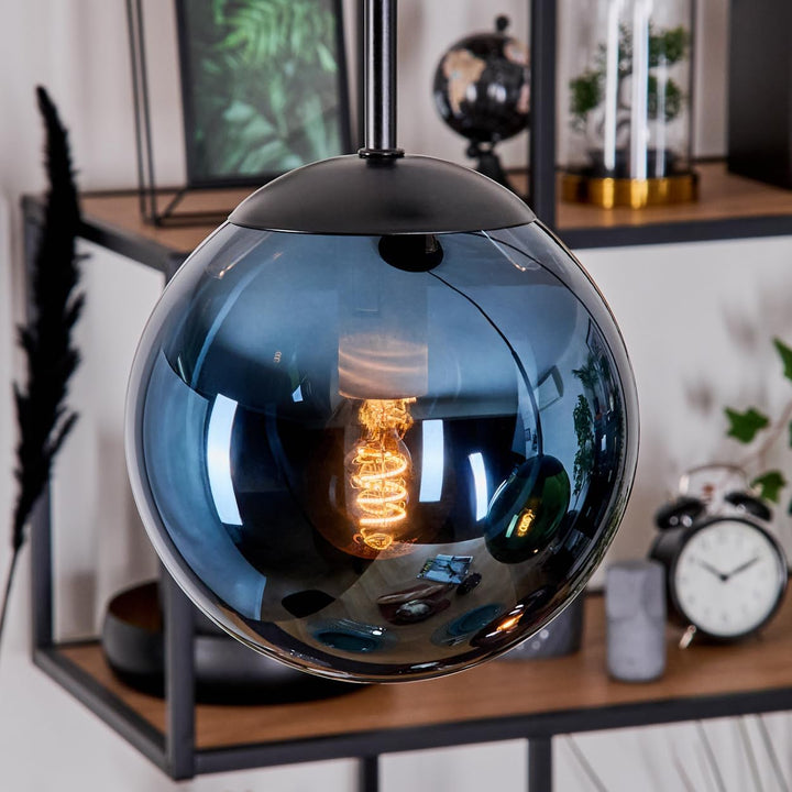 HOFSTEIN Hängeleuchte Gastor, 3-flammige Hängelampe aus Metall/Glas in Schwarz/Blau/Grün/Kupfer, mod