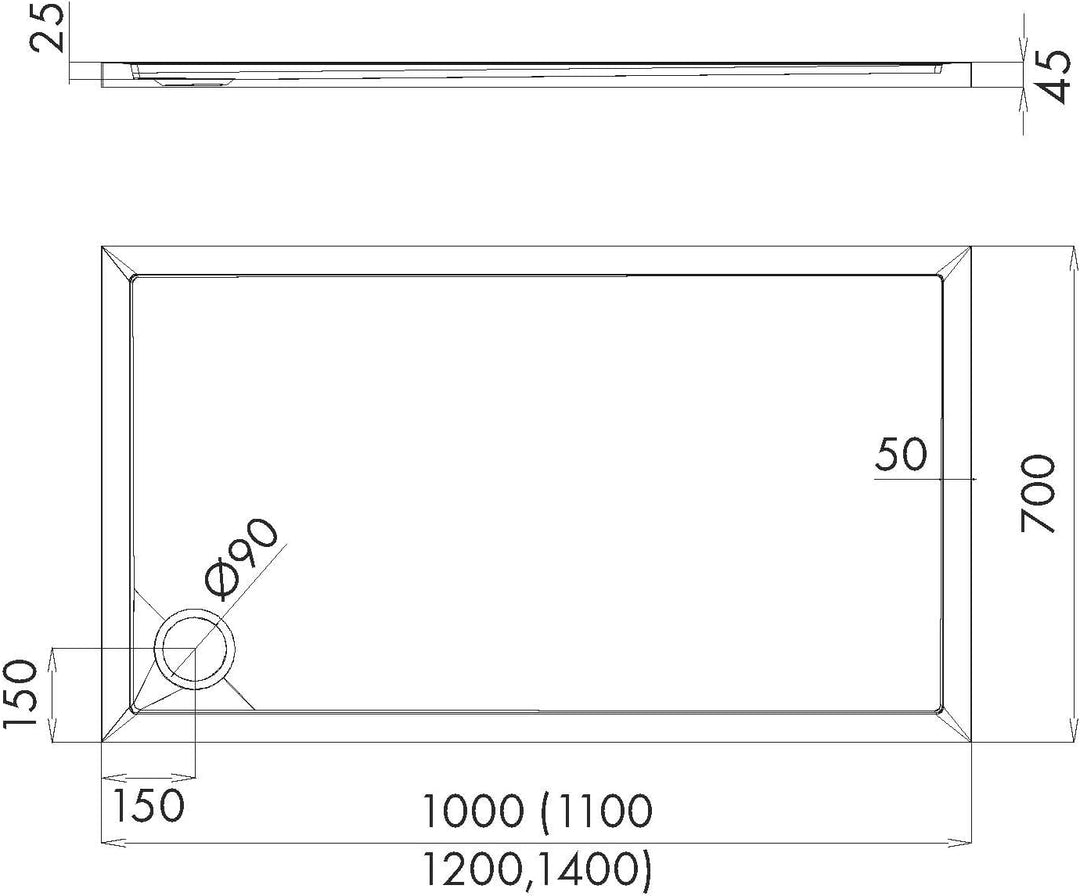 AQUABAD Duschwanne/Duschtasse Villa mit LeakProtect Technologie Smooth White 70x90cm Rechteck 70 x 9