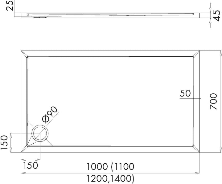 AQUABAD Duschwanne/Duschtasse Villa mit LeakProtect Technologie Smooth White 70x90cm Rechteck 70 x 9