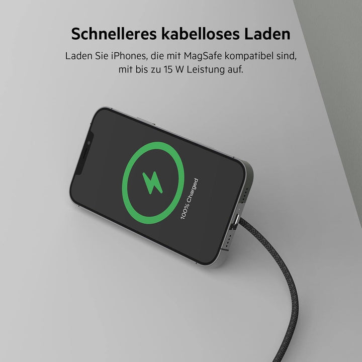 Belkin tragbares drahtloses Ladepad mit MagSafe (schnelles Laden mit bis zu 15 W, mit iPhone 13, 13