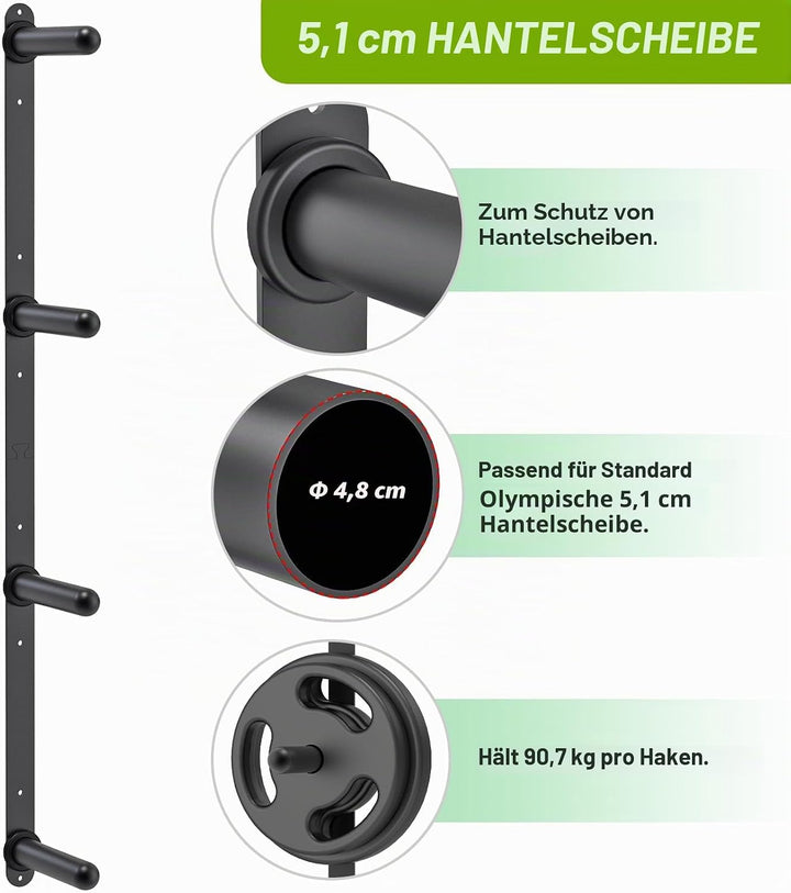 Kipika Gym Organizer-Set – Hantelscheiben-Aufbewahrungsregal (2 Stück), Langhantel-Aufbewahrungsrega