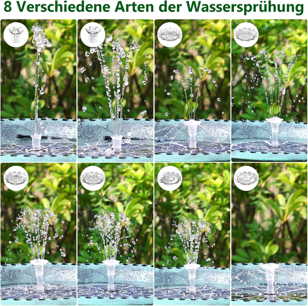 AISITIN 5.5W LED Solar Springbrunnen für Aussen mit Fernbedienung, Buntes LED Solar Teichpumpe mit 3