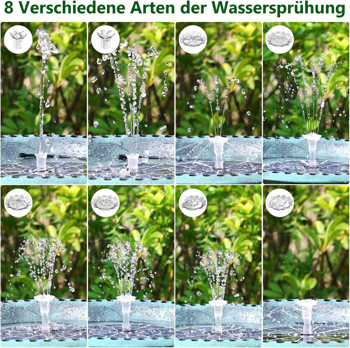 AISITIN 5.5W LED Solar Springbrunnen für Aussen mit Fernbedienung, Buntes LED Solar Teichpumpe mit 3