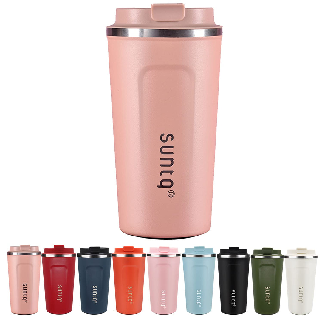 SUNTQ Kaffeebecher to go aus Edelstahl - Thermobecher Doppelwand Isoliert - Kaffeetasse mit Auslaufs