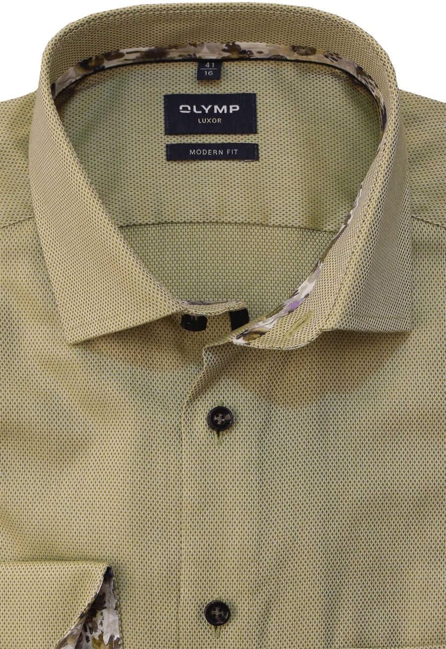 OLYMP Luxor modern fit Hemd Langarm New Kent Kragen Struktur gelb 41 12, 41 12