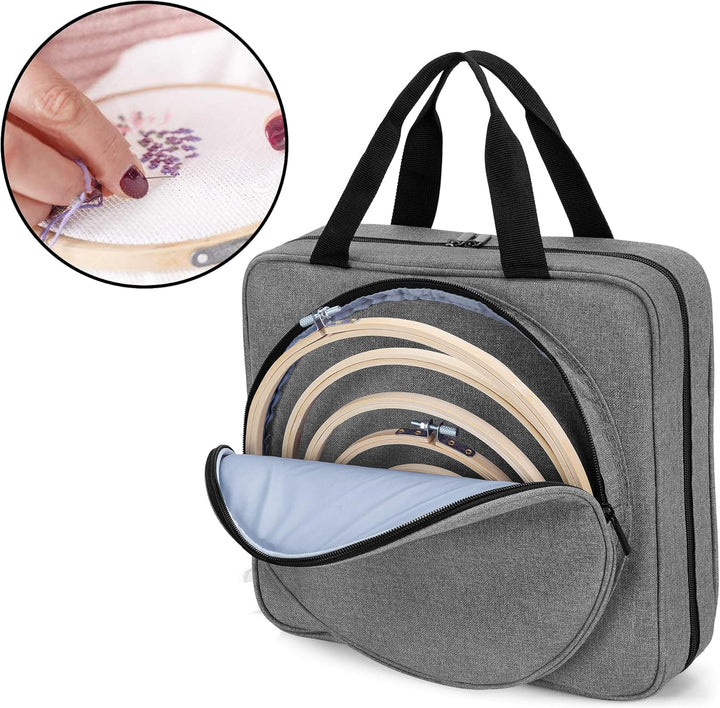 LoDrid Stickprojekttasche, Quadratische Stickzubehör Aufbewahrungstasche, Tragbare Basteltasche für