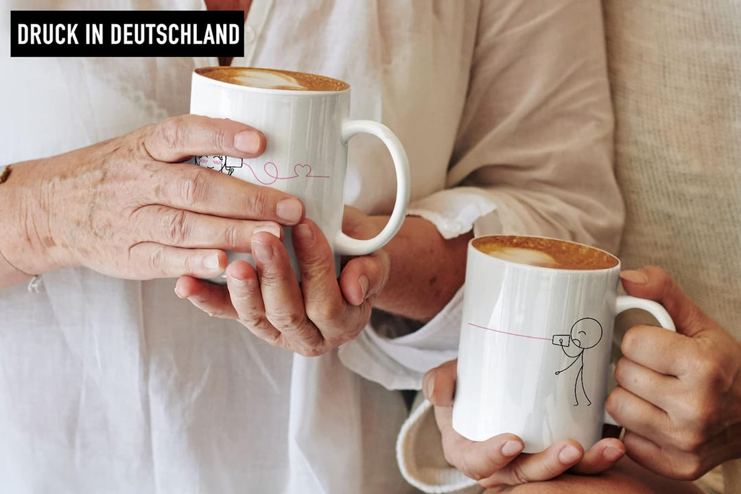 Trendation - Fernbeziehung Geschenk Tassen Set Partner Liebe Geschenk für Freundin Freund Liebesgest