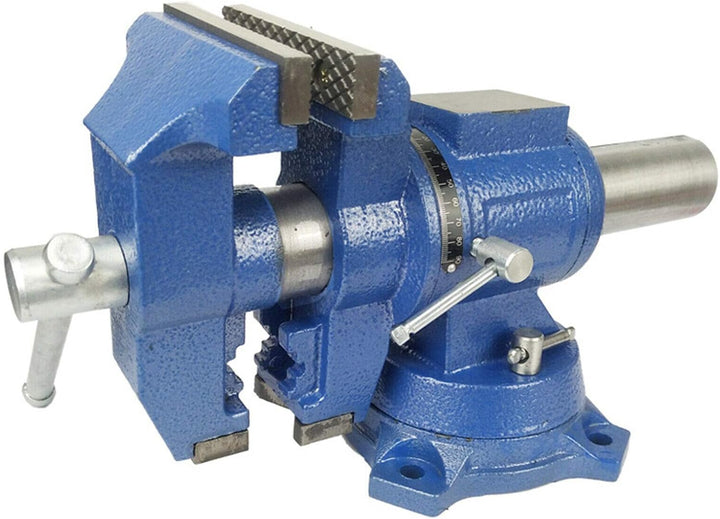 5" Schraubstock Parallel Werkbank Drehbar Teller 360° mit Amboss Tischschraubstock 125 mm Blau für F