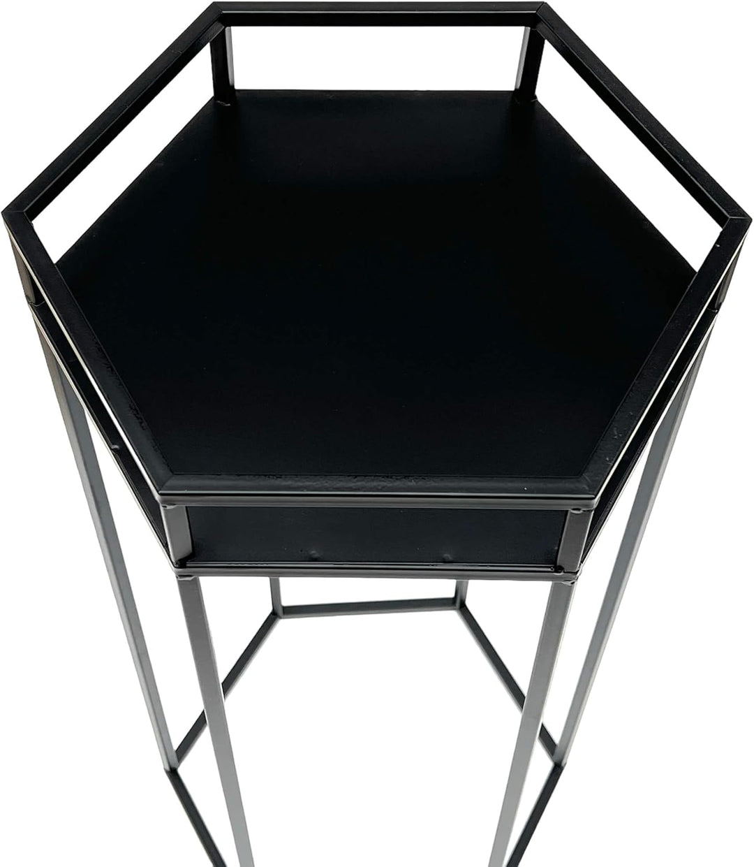 DanDiBo Blumenhocker Metall Schwarz 6eck Blumenständer Beistelltisch 96453 3er Set Pflanzenständer B