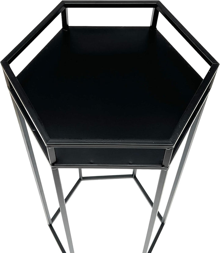 DanDiBo Blumenhocker Metall Schwarz 6eck Blumenständer Beistelltisch 96453 3er Set Pflanzenständer B